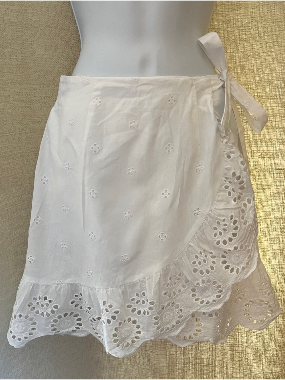 Japna White Eyelet Wrap Skirt